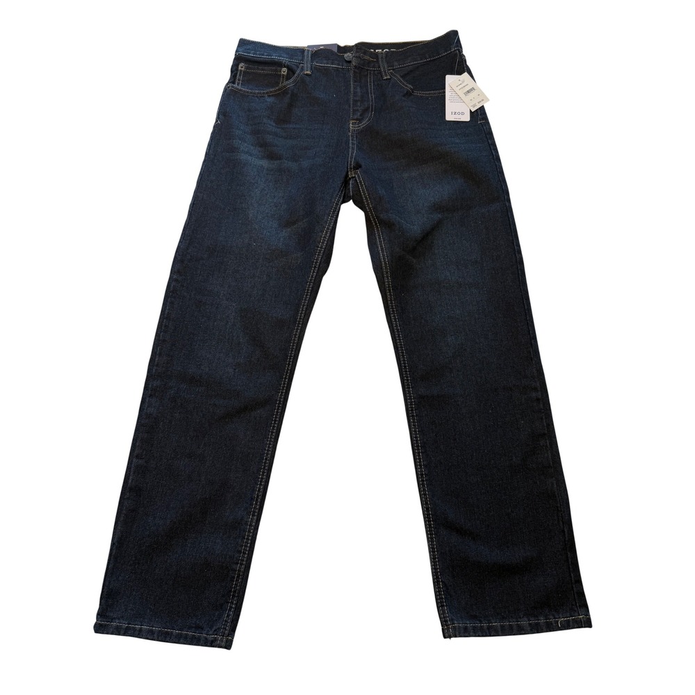 IZOD Athletic Fit Jeans‎ Mens 32x30 Otto Indigo Dark Wash Denim 137JN68 NEW